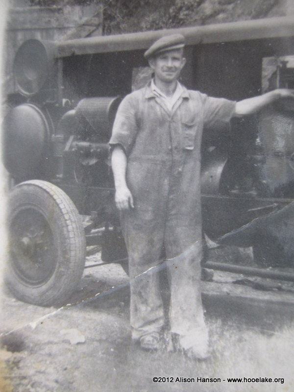 Caleb Jnr. with some kind of turbine or generator which he was in charge of operating. I guess this is late 1940s or 50s.